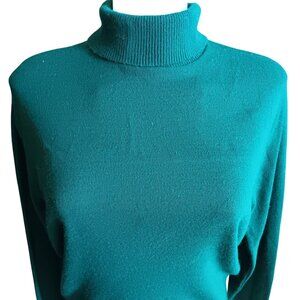 Large Vintage 1970's Turtleneck Sweater Sweetree Zipback Buttery Green Boho